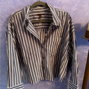 Banana Republic Striped Cropped Button-Up Shirt